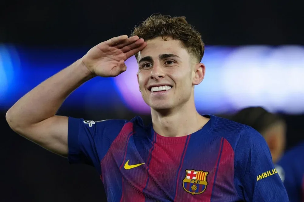 Fermín celebra un gol con el FC Barcelona en el Spotify Camp Nou